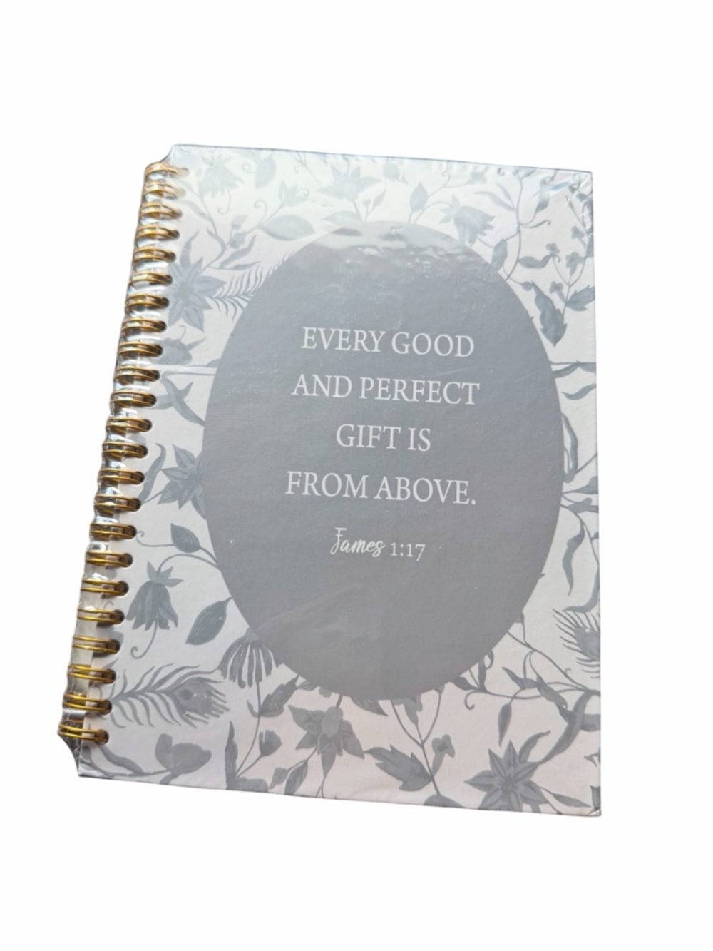 NWT Gray Floral Spiral Journal Notebook - With Inspirational Quote